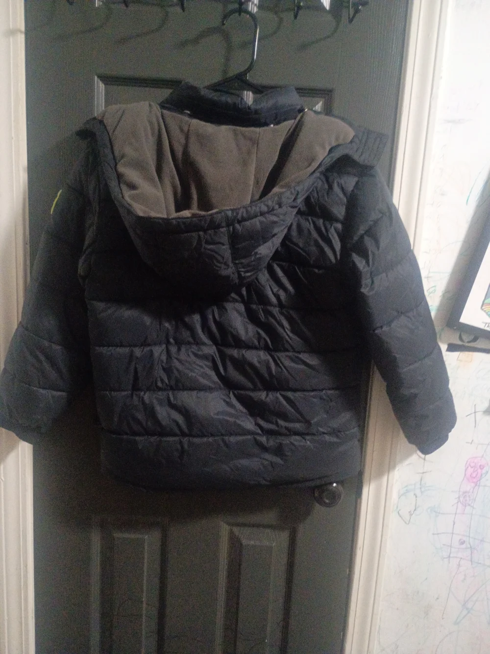 GAPKIDS Navy Kids Quilted Puffer Jacket with Lime Zipper Accent